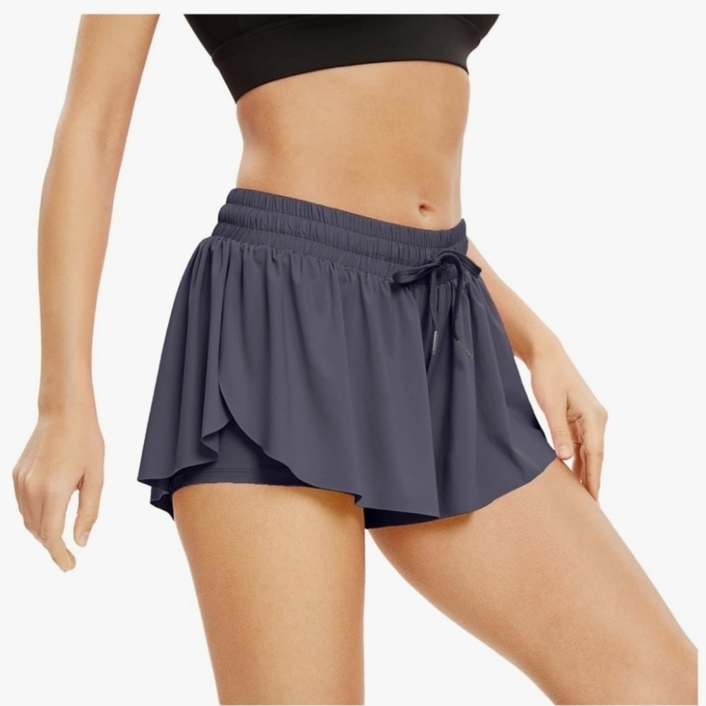 Grey Flowy Lightweight workout Running Shorts for Women XS
